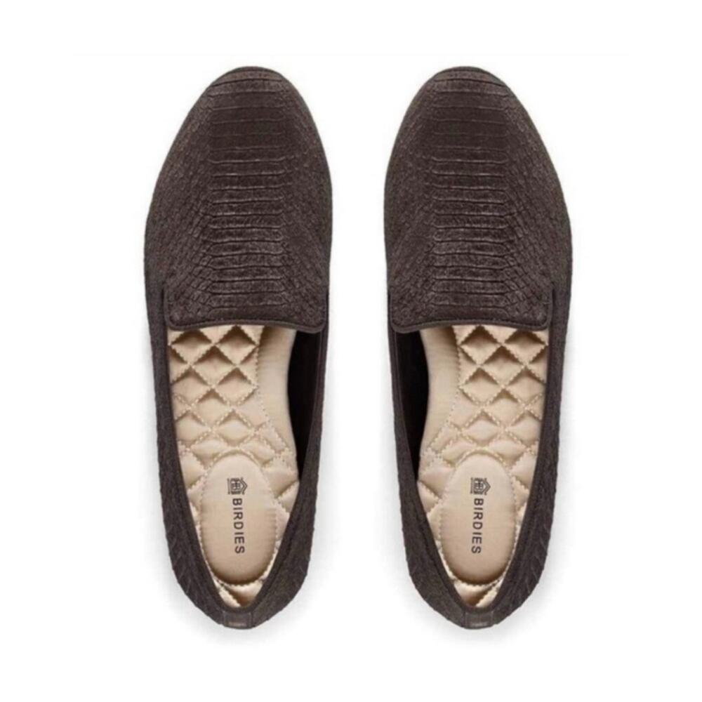 Birdies The Starling Charcoal Python Velvet Embossed Loafers Size 9.5